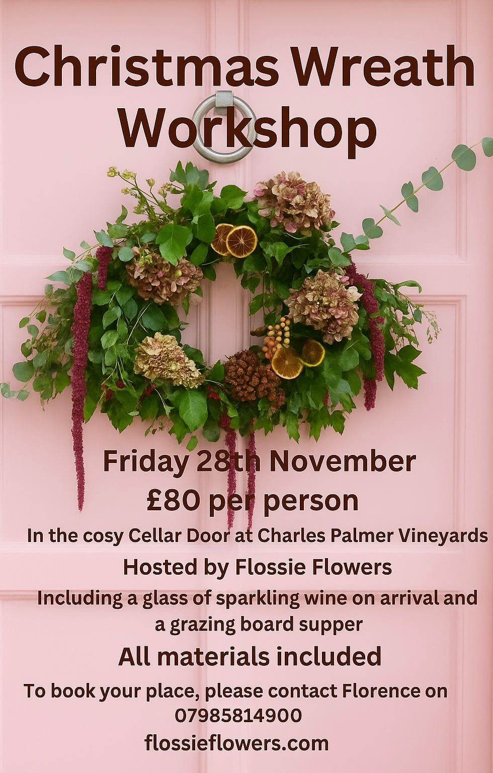 Wreath making at Charles Palmer Vineyards