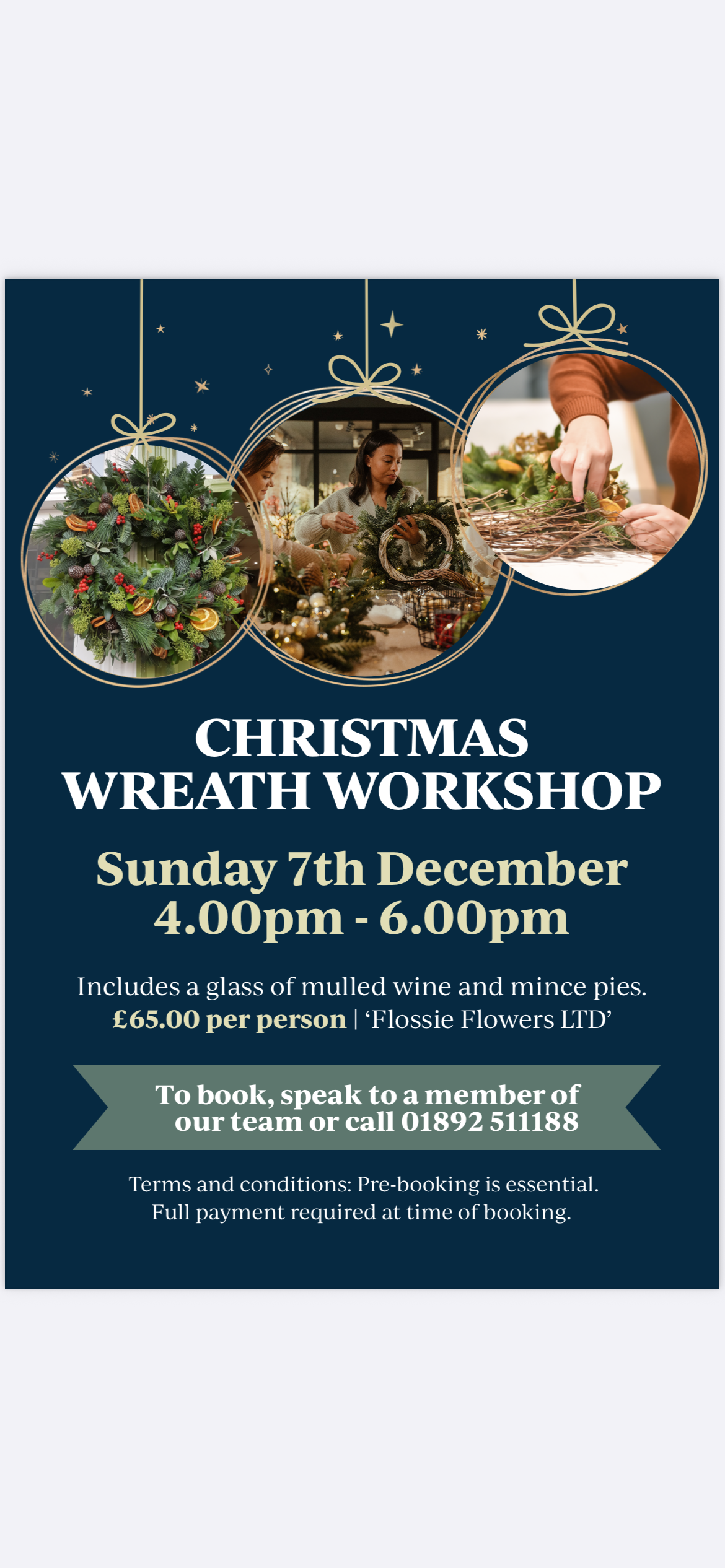 Wreath making at Royal Wells Hotel